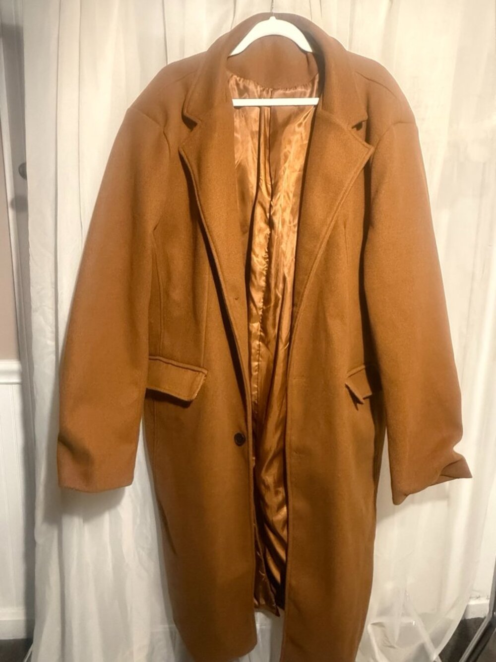 Women’s 3XL Camel Tan Longline Coat Blazer Jacket Plus Size